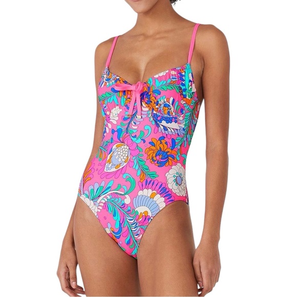 New KATE SPADE Sea Garden One Piece Swimsuit Radiant Pink Floral Print Sz S - Picture 11 of 11